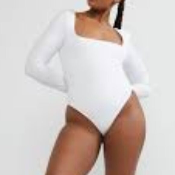 Oak + Fort  SQUARE NECK BODYSUIT White lined  size Medium - Picture 1 of 8